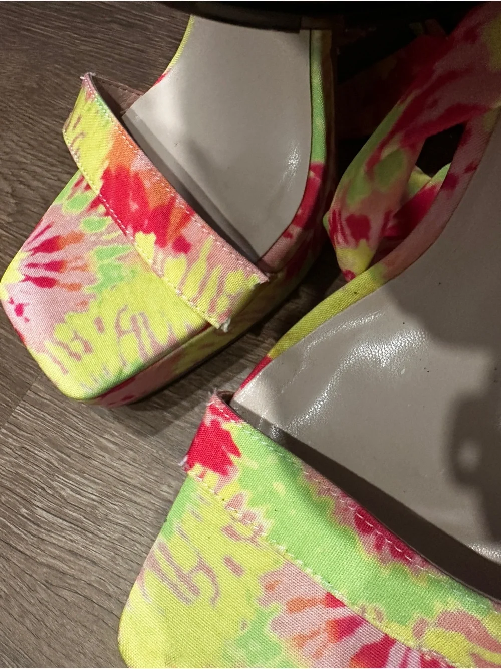 Tie-Dye Wrap Sandals in Neon Pink & Lime